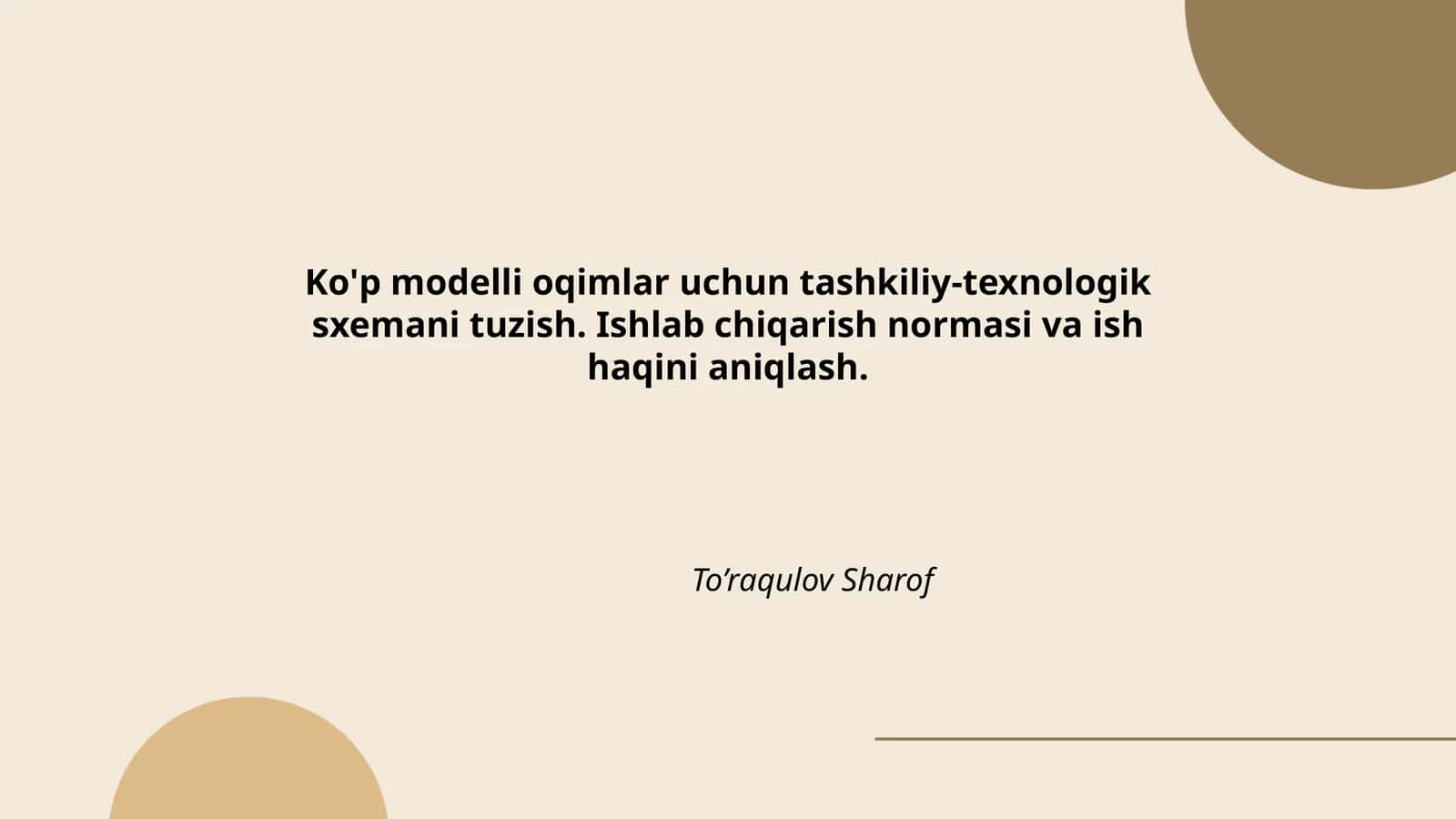 Kо'p modelli oqimlar uchun tashkiliy-texnologik sxemani tuzish