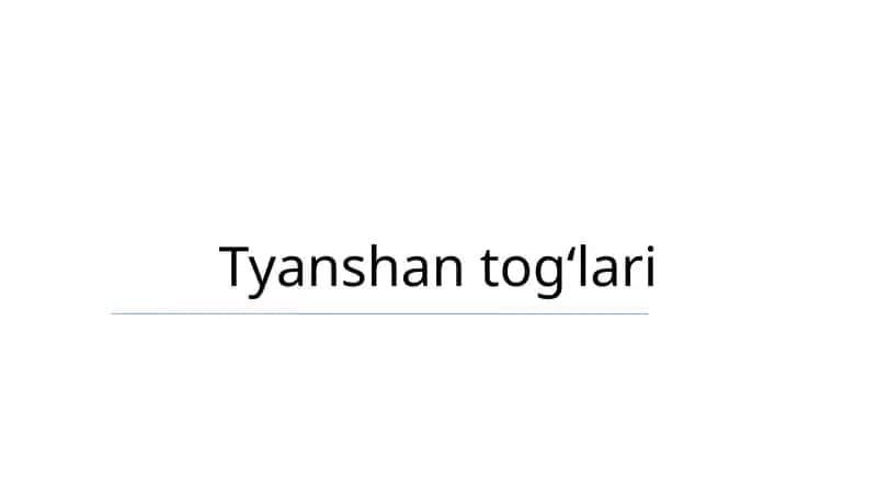Tyanshan togʻlari
