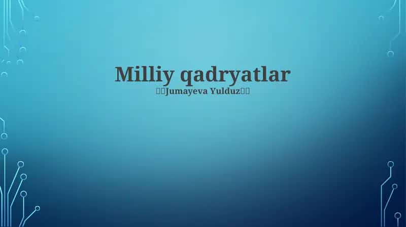 Milliy qadryatlar