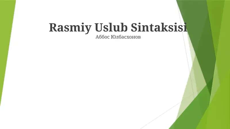 Rasmiy Uslub Sintaksisi