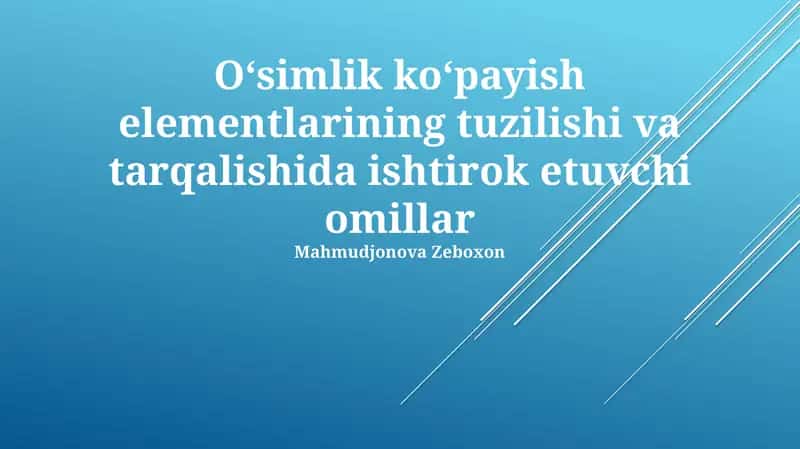 O'simlik ko'payish elementlarining tuzilishi va tarqalishida ishtirok etuvchi omillar