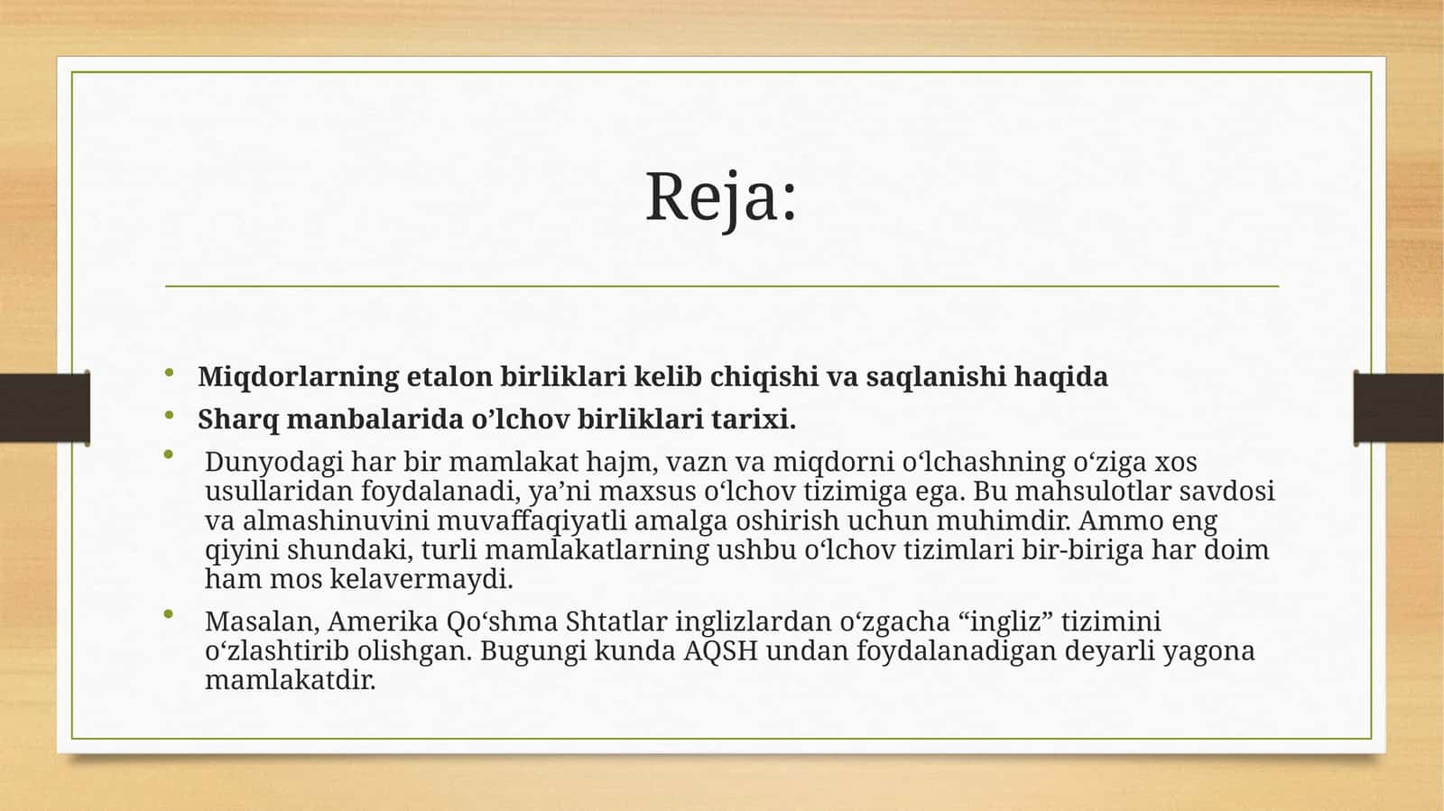 Miqdorlarning etalon birliklari kelib chiqishi va saqlanishi haqida