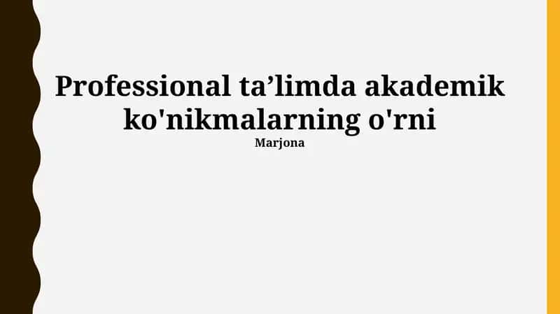 Akademik ko'nikmalarni oshirish, kasbiy muvaffaqiyat va ularning amaldagi qo'llanilishi bo'yicha Marjona mavzusidagi tadqiqotlar va ma'lumotlar tahlil qilish usullarini ko'rsatadi