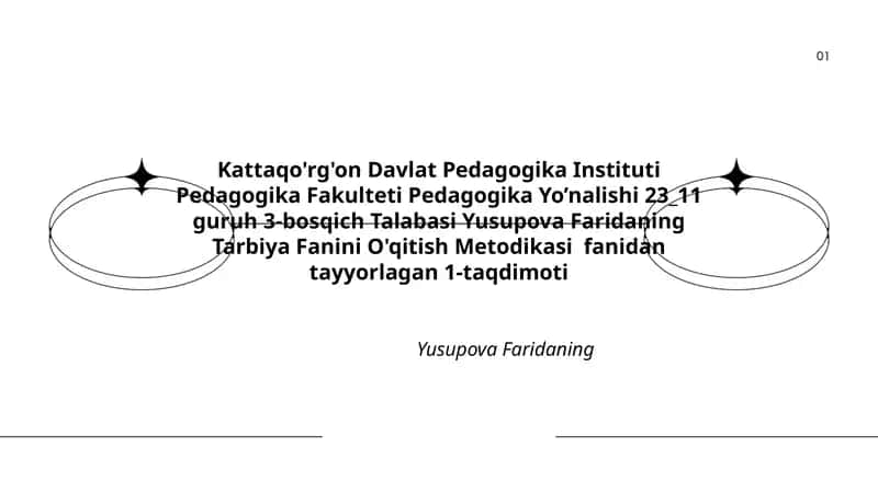 Tarbiya Fanini O'qitish Metodikasi