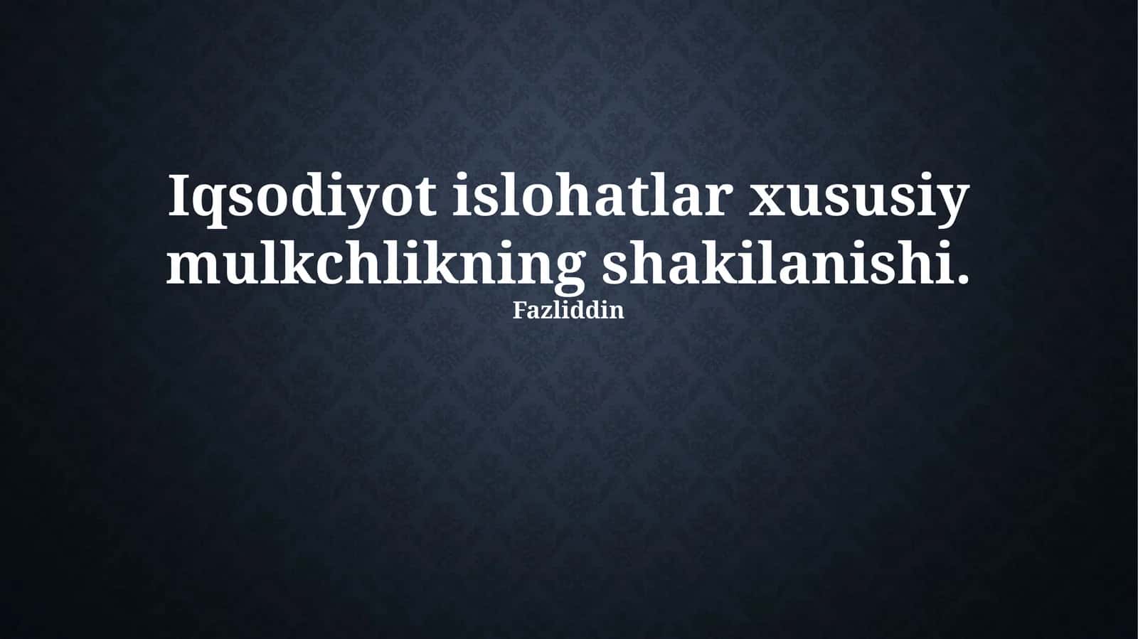 Xususiy mulkning shakilanishi