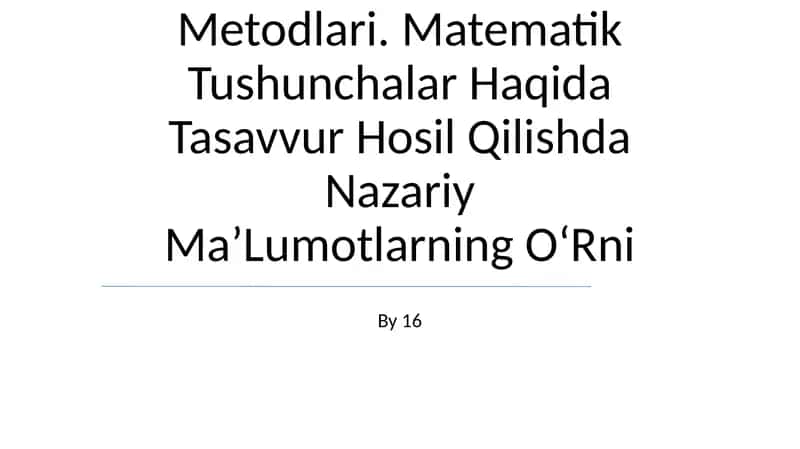 Bolalar BogʻChasi Va BoshlangʻIch Sinflarda Matematika Fani OʻQitilishi