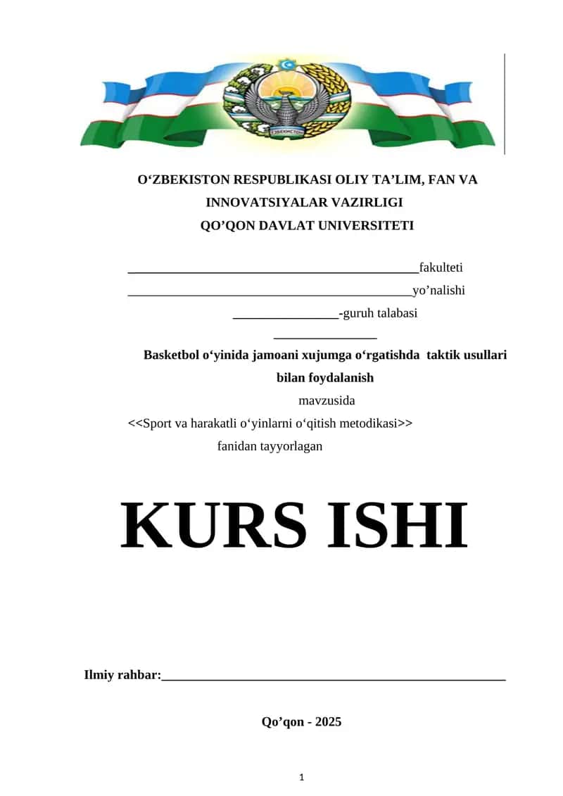 Basketbol oʻyinida jamoani xujumga oʻrgatishda taktik usullari bilan foydalanish