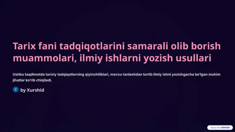 Tarix fani nazariy asoslari