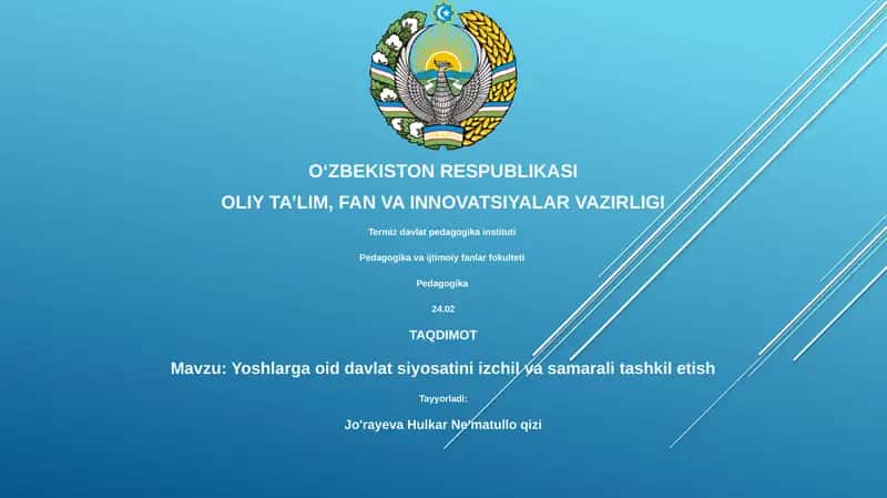 Yoshlarga oid davlat siyosatini izchil va samarali tashkil etish