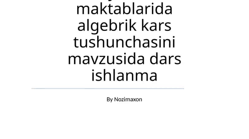 Algebrik kars tushunchasi darsi