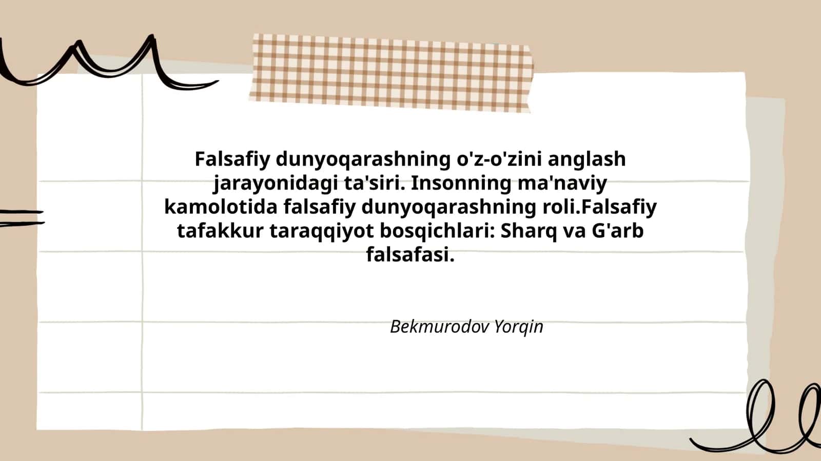 Falsafiy dunyoqarashning o'z-o'zini anglash jarayonidagi ta'siri