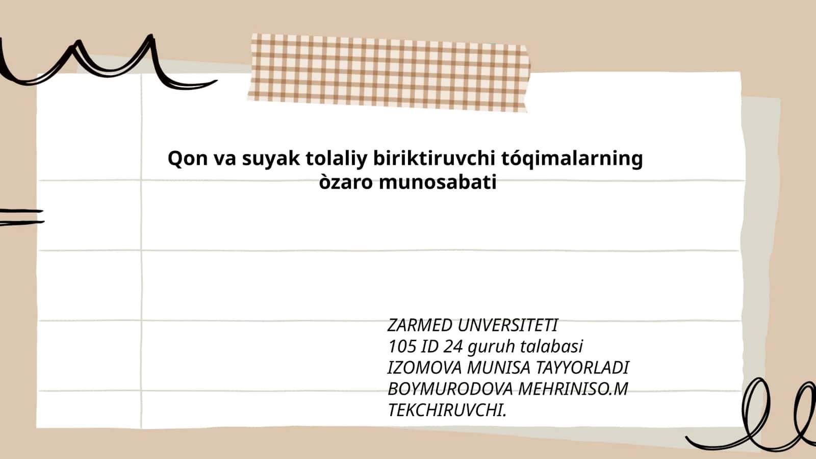 Qon va suyak tolaliy biriktiruvchi tóqimalarning òzaro munosabati