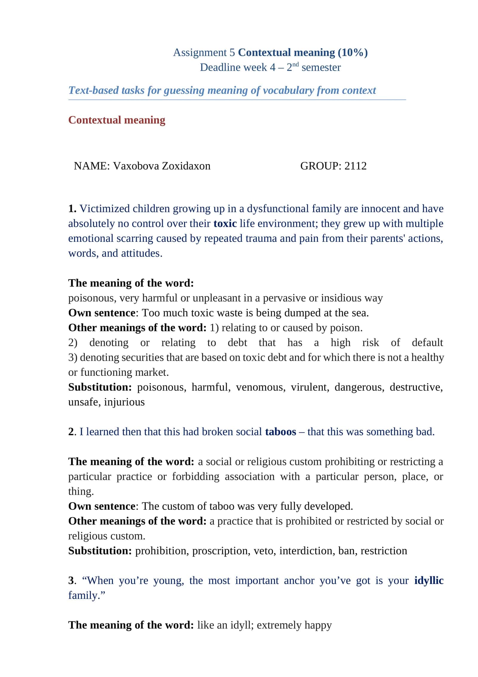 Contextual meaning