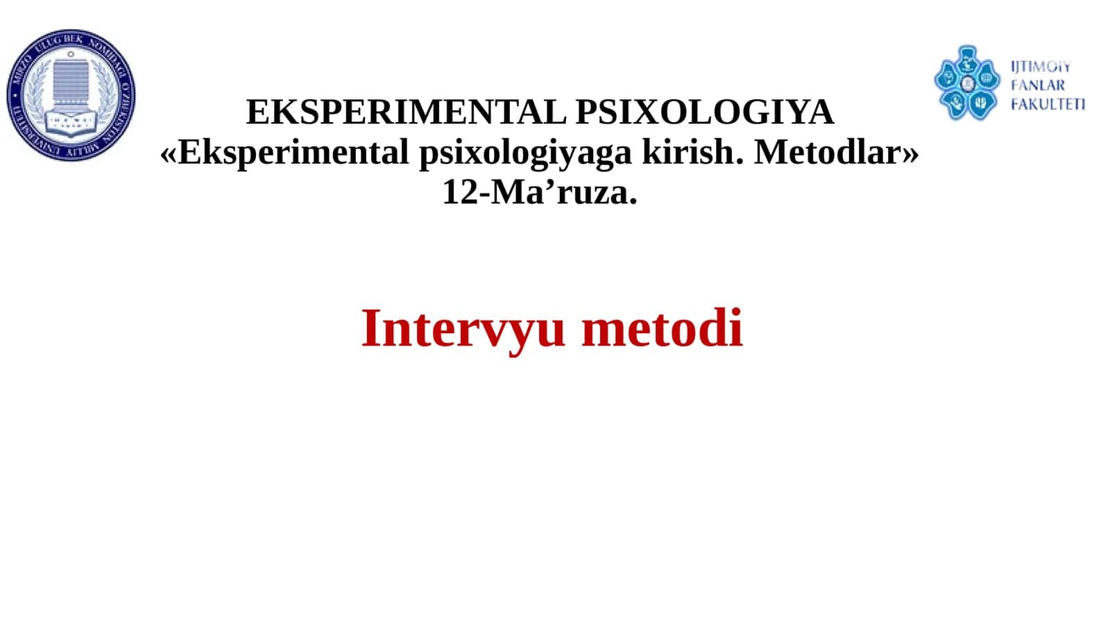 Eksperimental psixologiyaga kirish. Metodlar