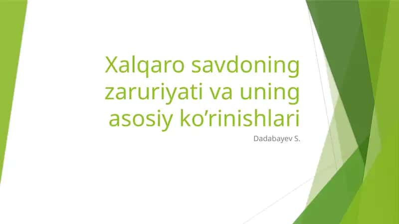 xalqaro savdoning zaruriyati