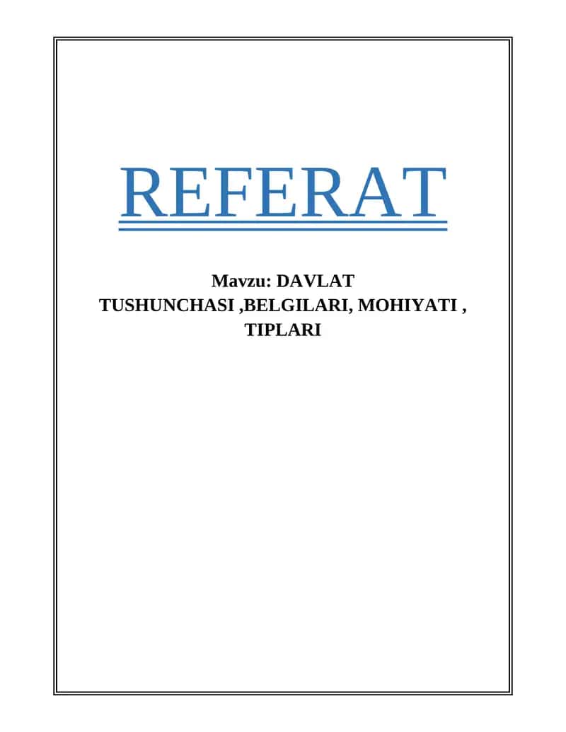 DAVLAT TUSHUNCHASI