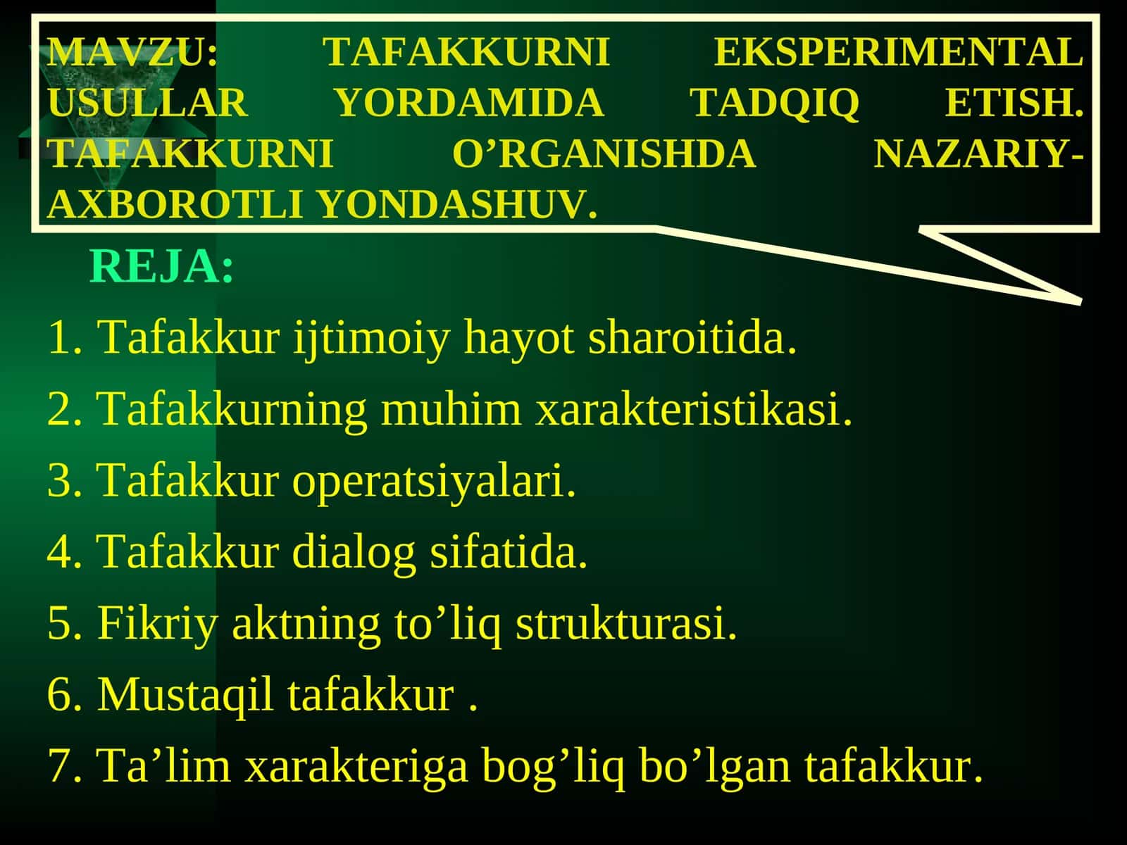 Tаfаkkurni Eksperimental Usullar Yordamida Tadqiq Etish