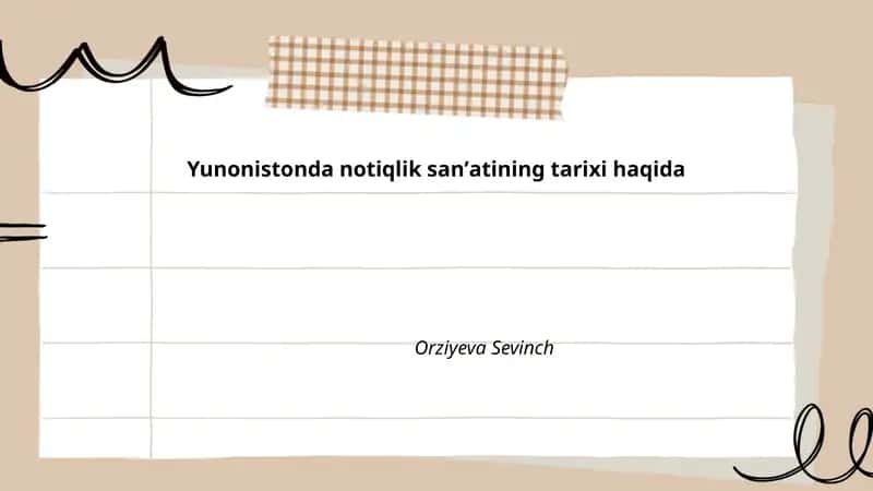 Yunonistonda notiqlik sanʼatining tarixi haqida