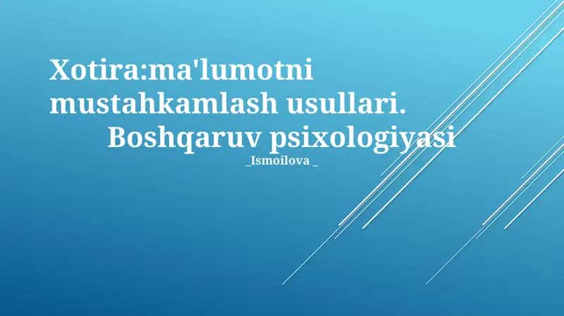 Xotira:ma'lumotni mustahkamlash usullari