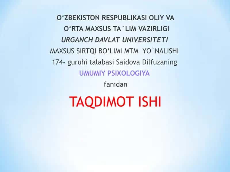 KASB PSIXOLOGIYASI MUTAXASISLIK FANI SIFATIDA