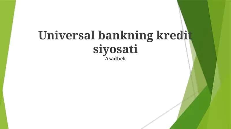 Universal bankning kredit siyosati