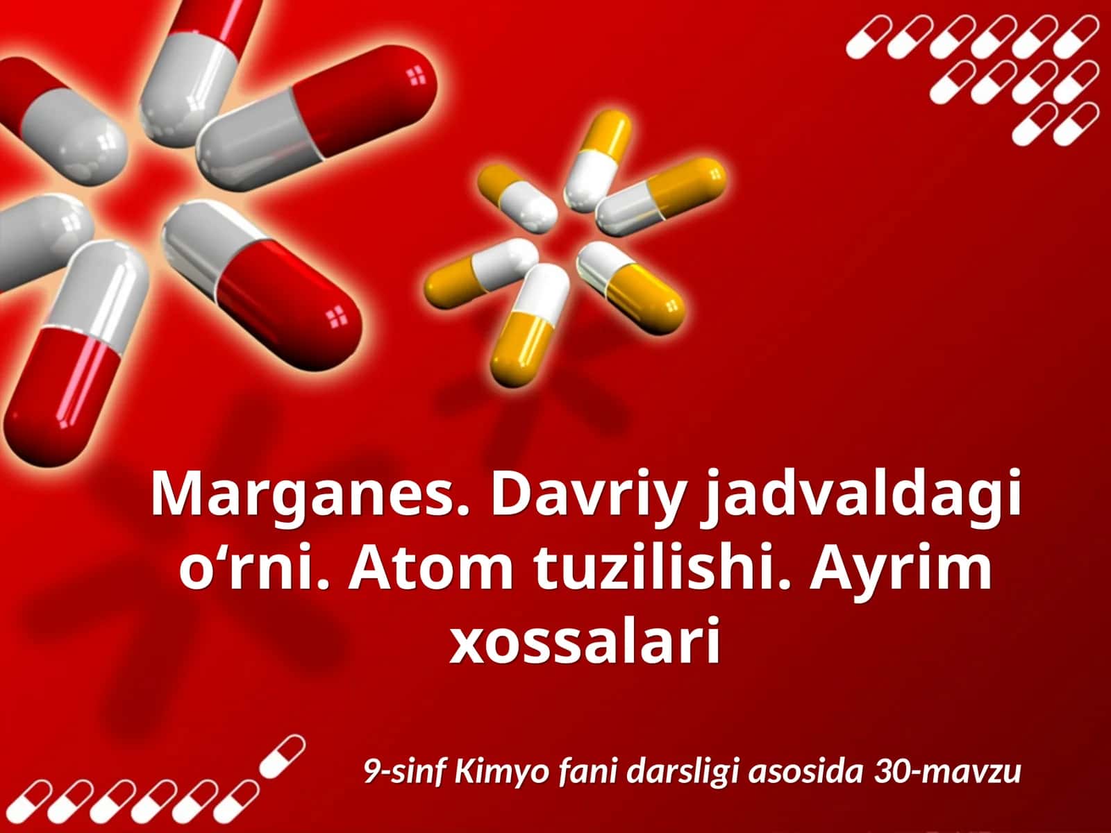 Marganes.Davriyjadvaldagio‘rni. Atomtuzilishi.Ayrimxossalari