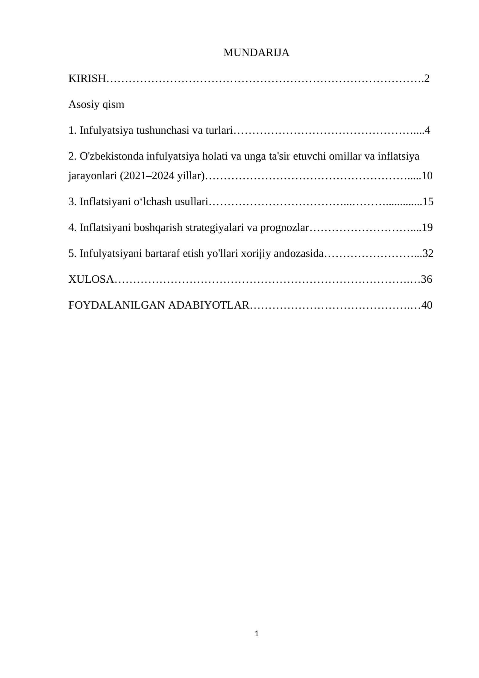 Inflyatsiya tushunchasi va turlari