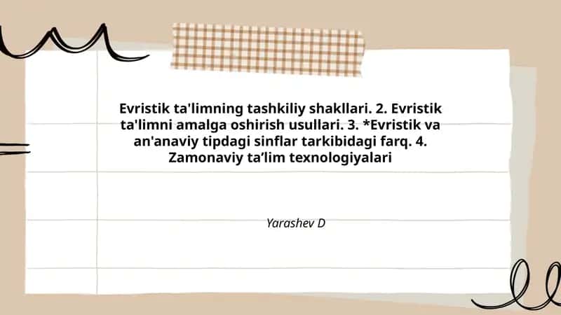 Evristik ta'limning tashkiliy shakllari
