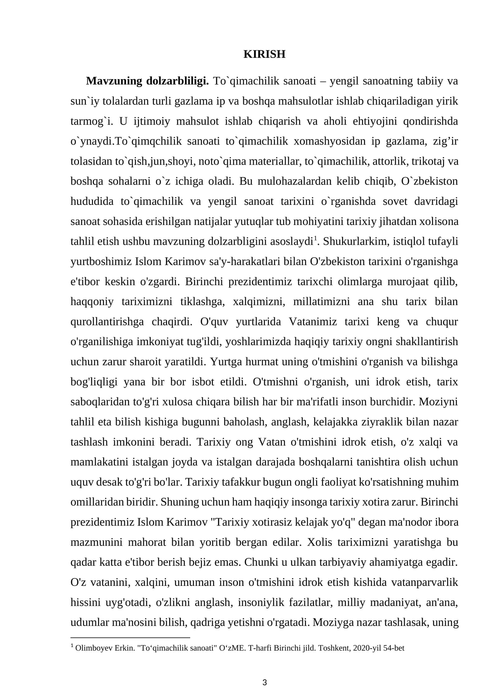 OʻZBEKISTONDA TÓQIMACHILIK SANOATINING PAYDO BO‘LISHI VA RIVOJLANISHI
