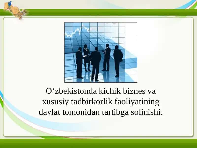 Kichik biznes va xususiy tadbirkorlik faoliyatining davlat tomonidan tartibga solinishi