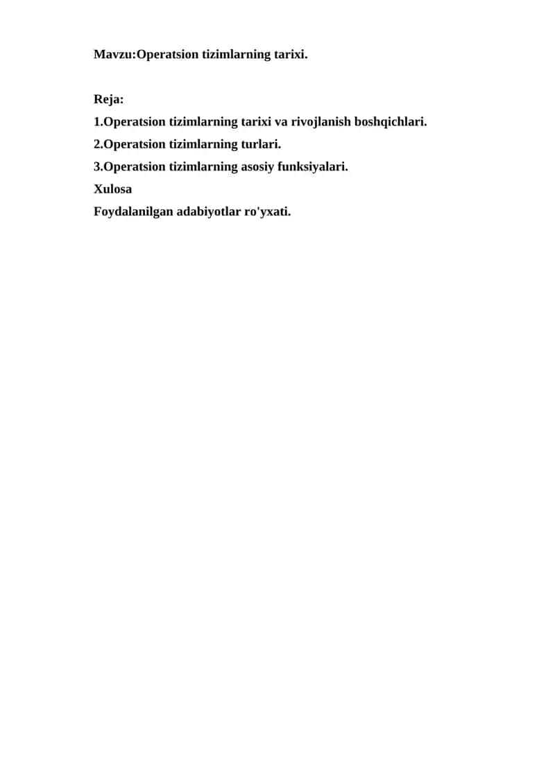 Operatsion tizimlar tarixi