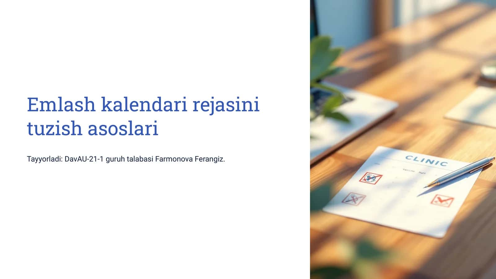 Emlash kalendari rejasini tuzish asoslari