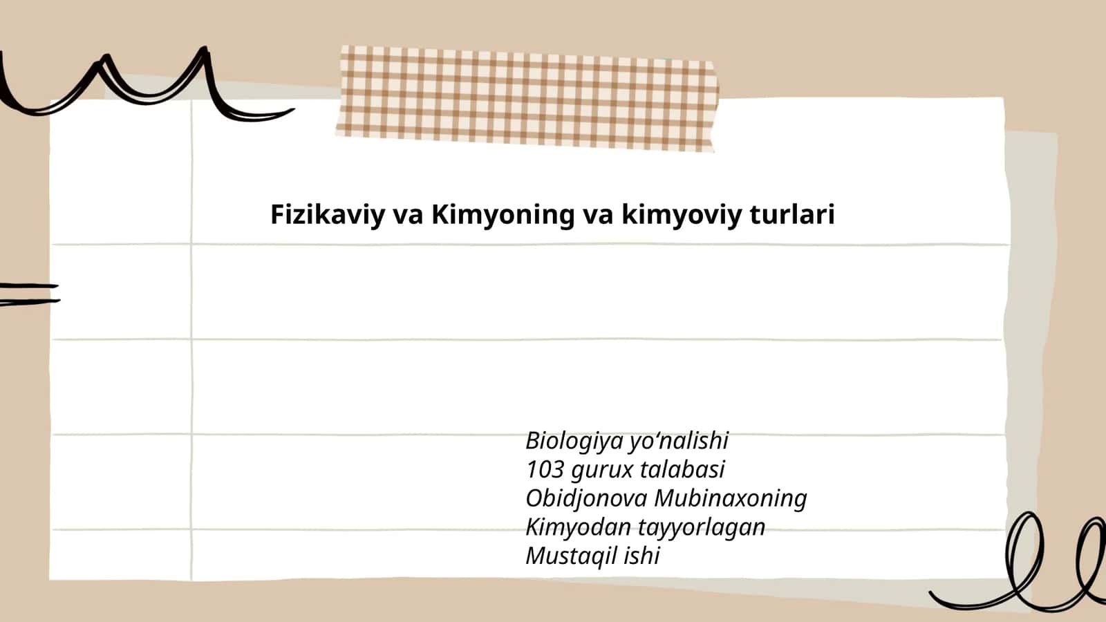 Kimyodan tayyorlagan