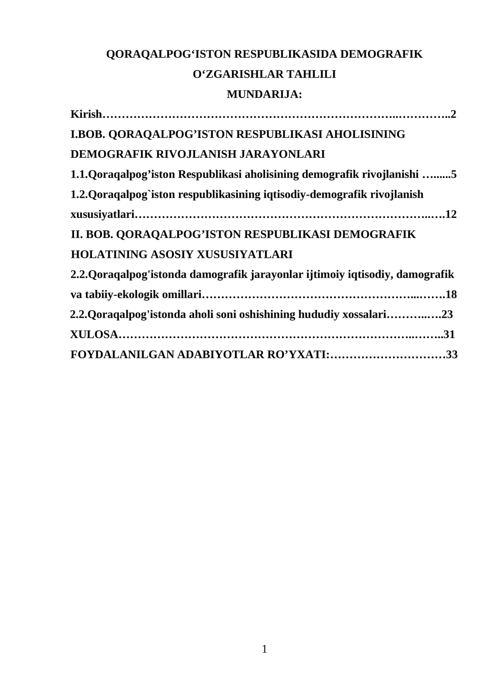 QORAQALPOG‘ISTON RESPUBLIKASIDA DEMOGRAFIK O‘ZGARISHLAR TAHLILI