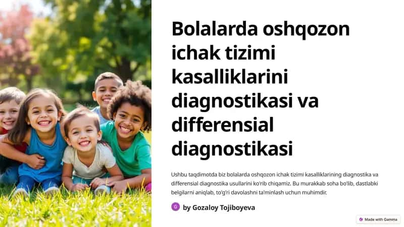 Oshqozon ichak tizimi kasalliklarining diagnostika va differensial diagnostika