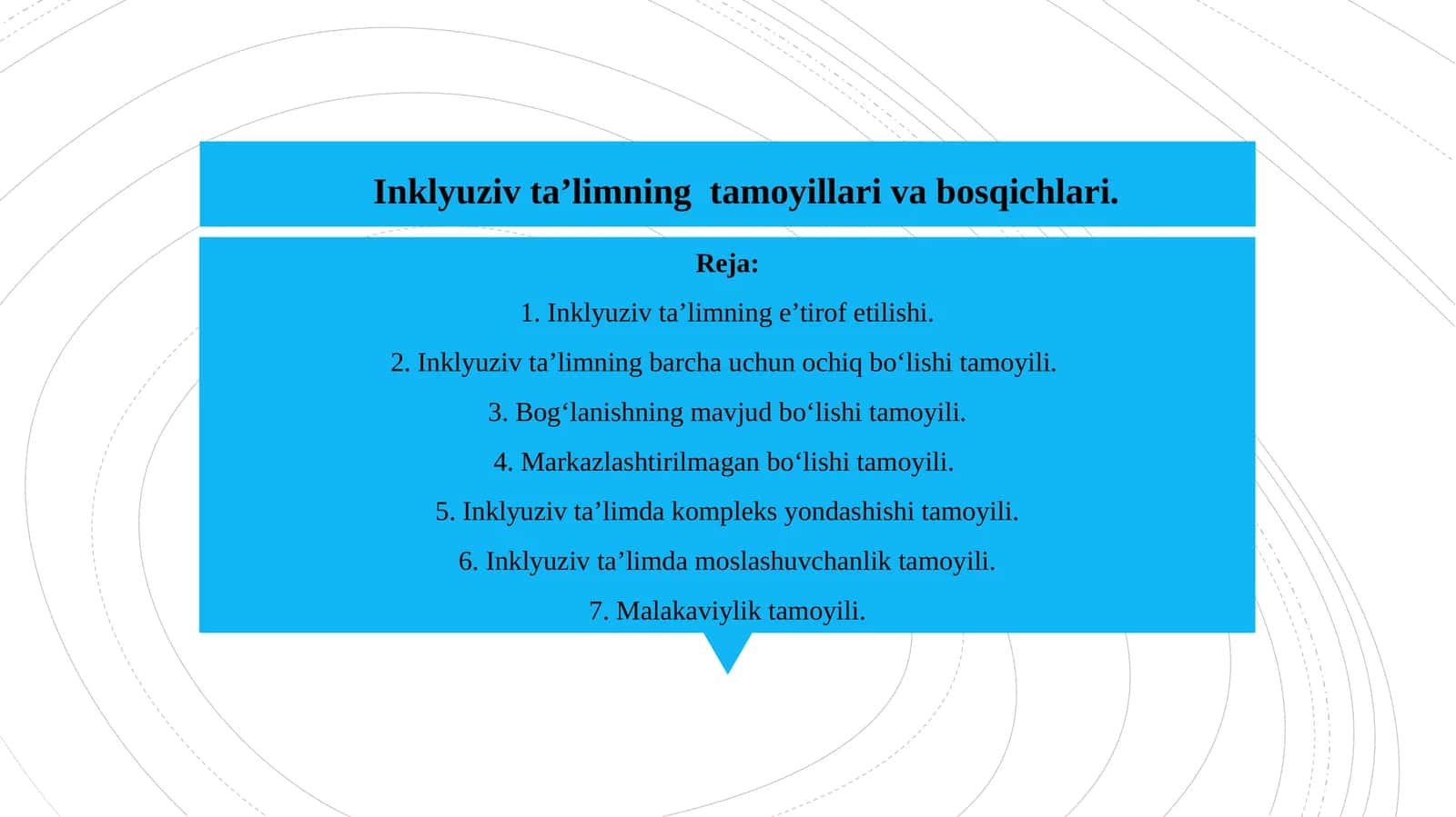 Inklyuziv ta'limning tamoyillari va bosqichlari