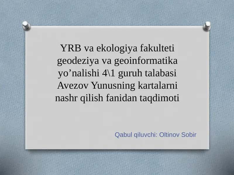 Kartalar tuzish bo'yicha fan