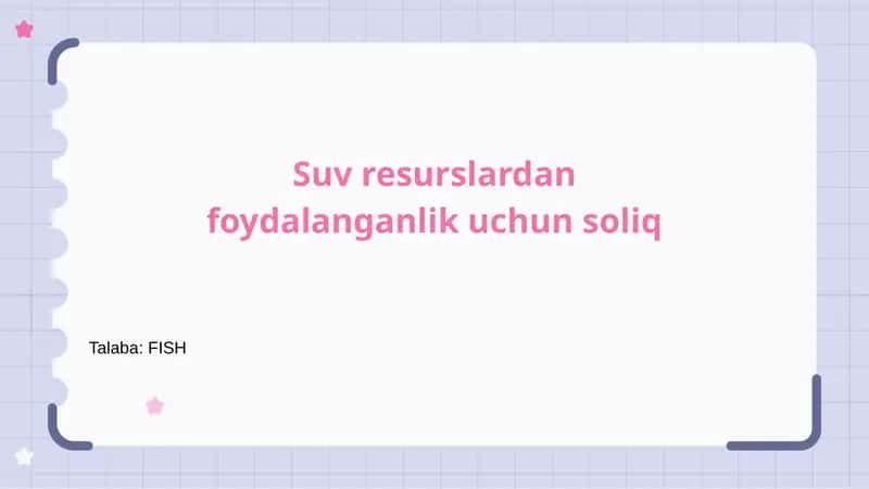 Suv resurslardan foydalanganlik uchun soliq