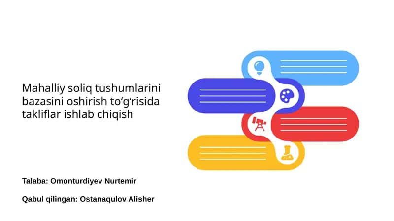 Mahalliy soliq tushumlarini bazasini oshirish to'g'risida takliflar ishlab chiqish