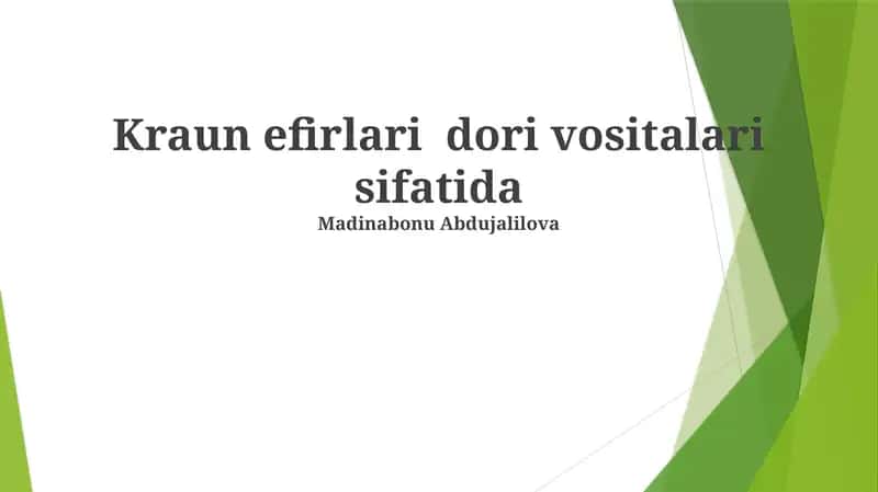 Kraun efirlari dori vositalari sifatida