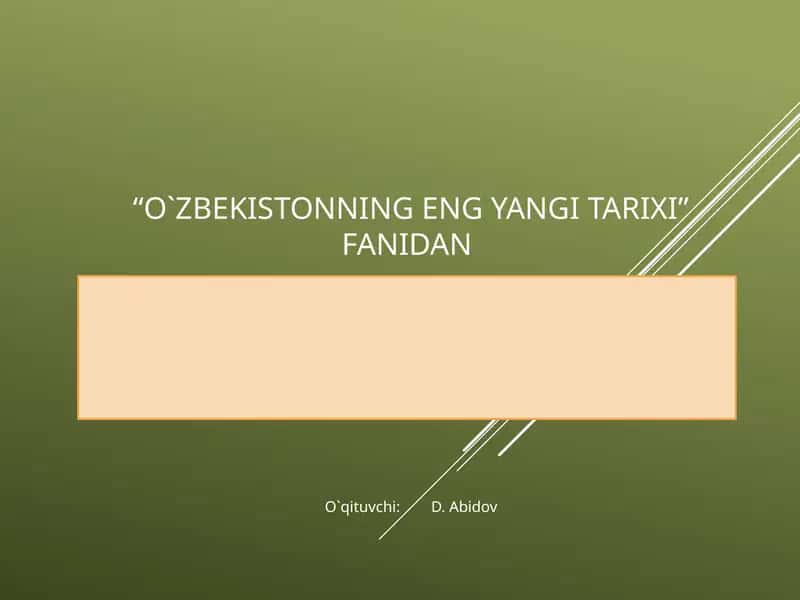 O`zbekistonning eng yaxshi tarixi