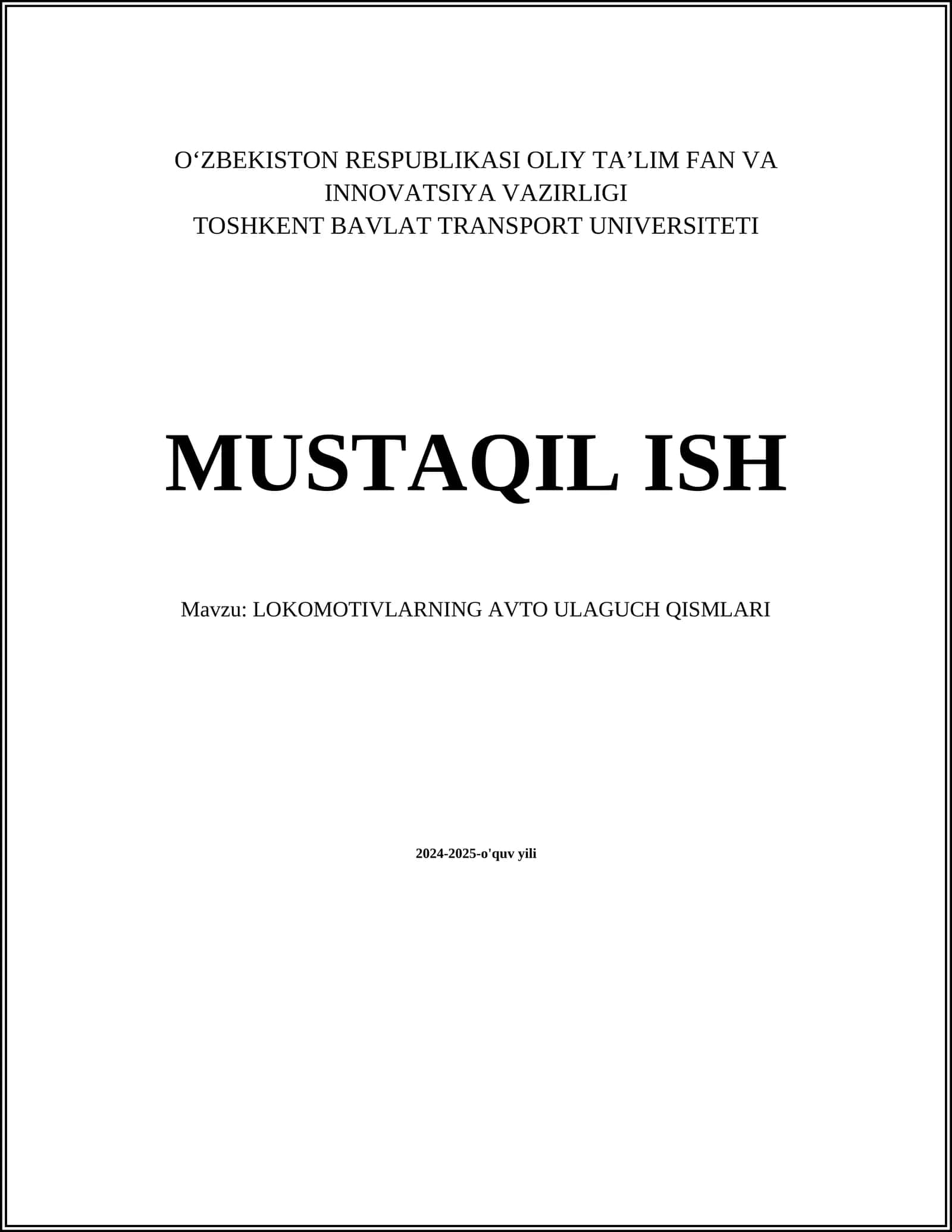 LOKOMOTIVLARNING AVTO ULAGUCH QISMLARI
