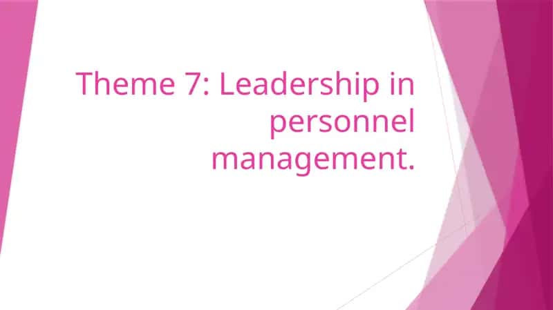 Theme 7: Leadership in personnel management