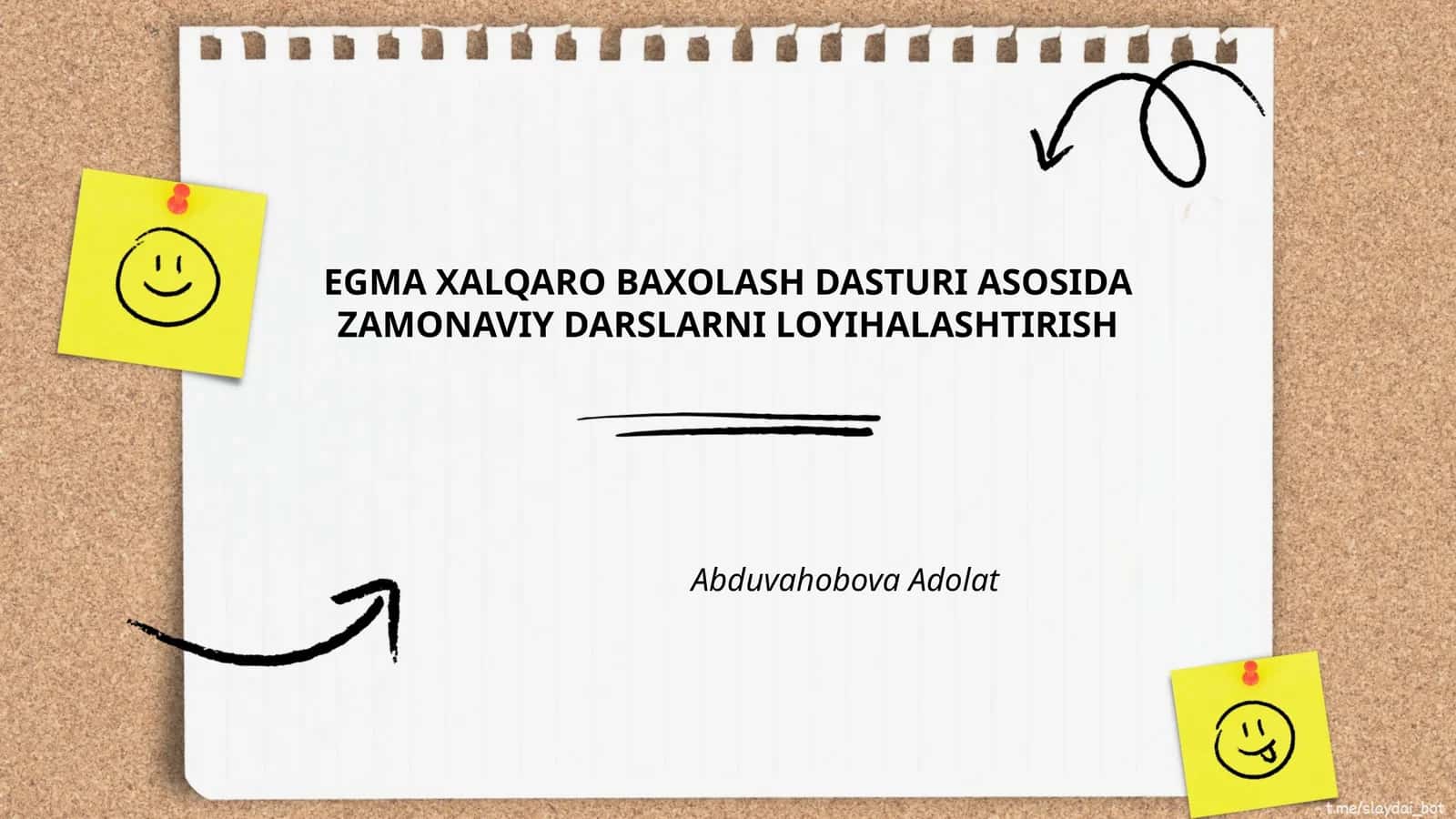 EGMA XALQARO BAXOLASH DASTURI ASOSIDA ZAMONAVIY DARSLARNI LOYIHALASHTIRISH