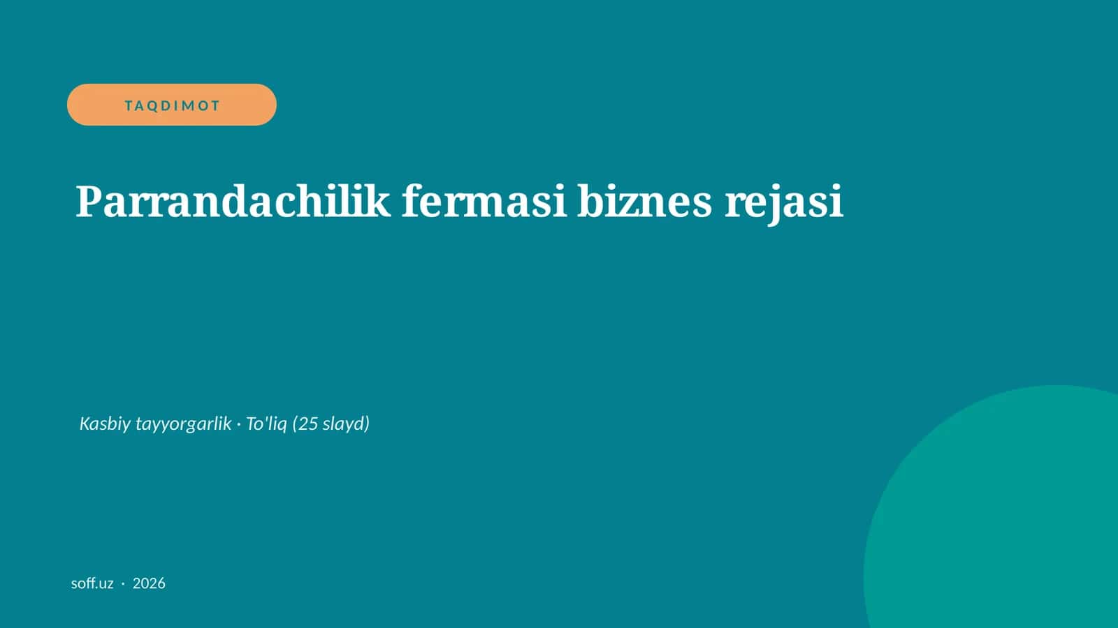 Parrandachilik fermasi biznes rejasi