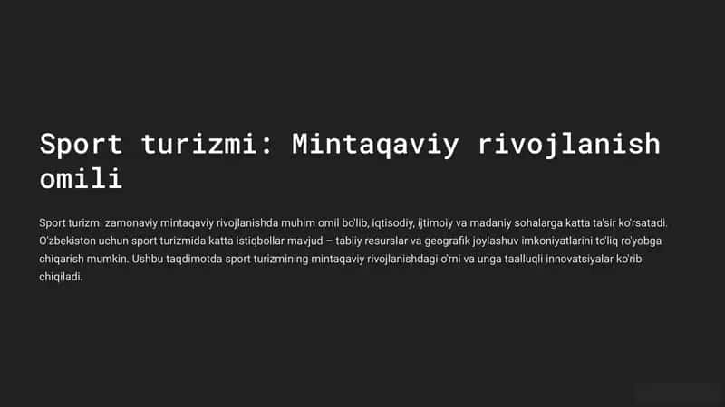 Sport turizmi: Mintaqaviy rivojlanish omili