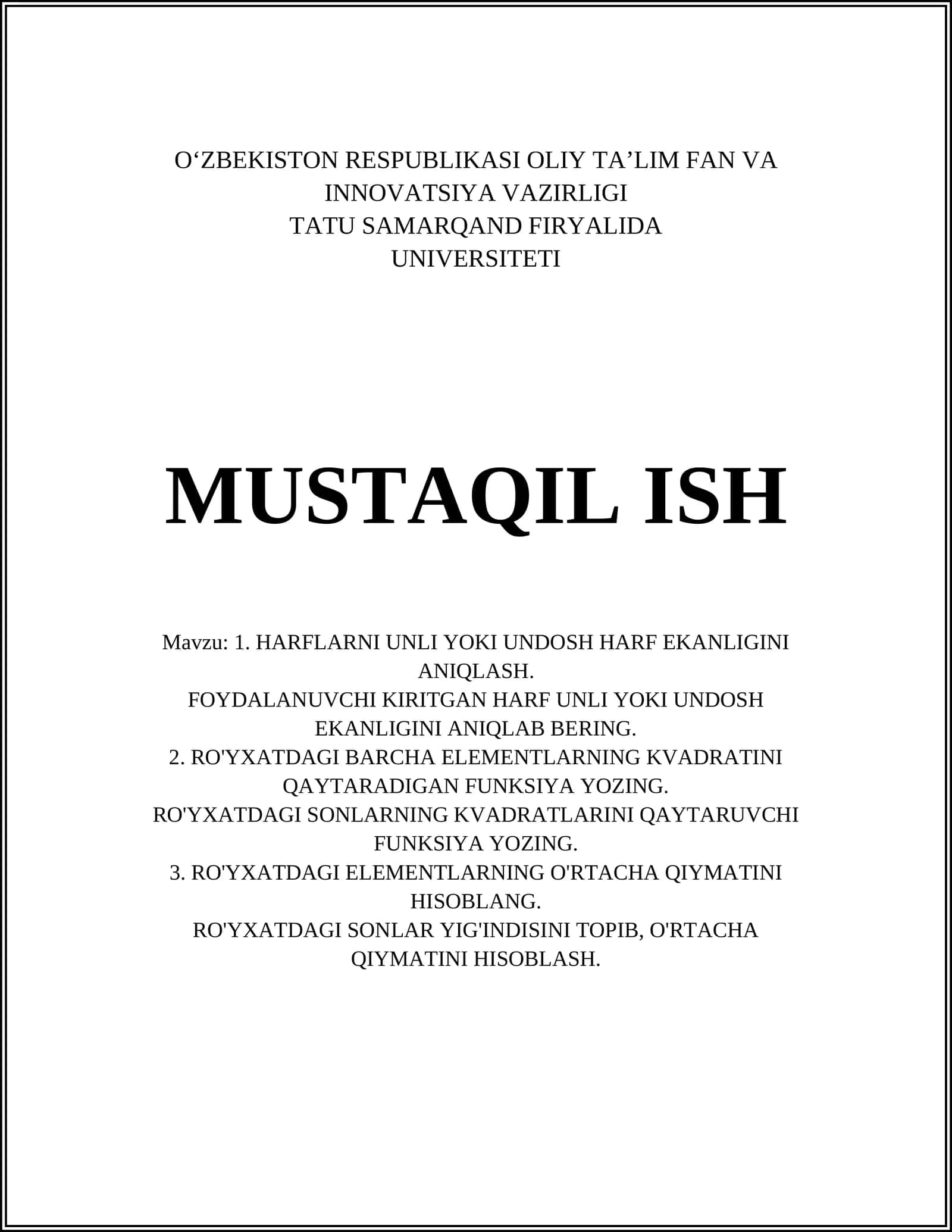 HARFLARNI UNLI YOKI UNDOSH HARF EKANLIGINI ANIQLASH