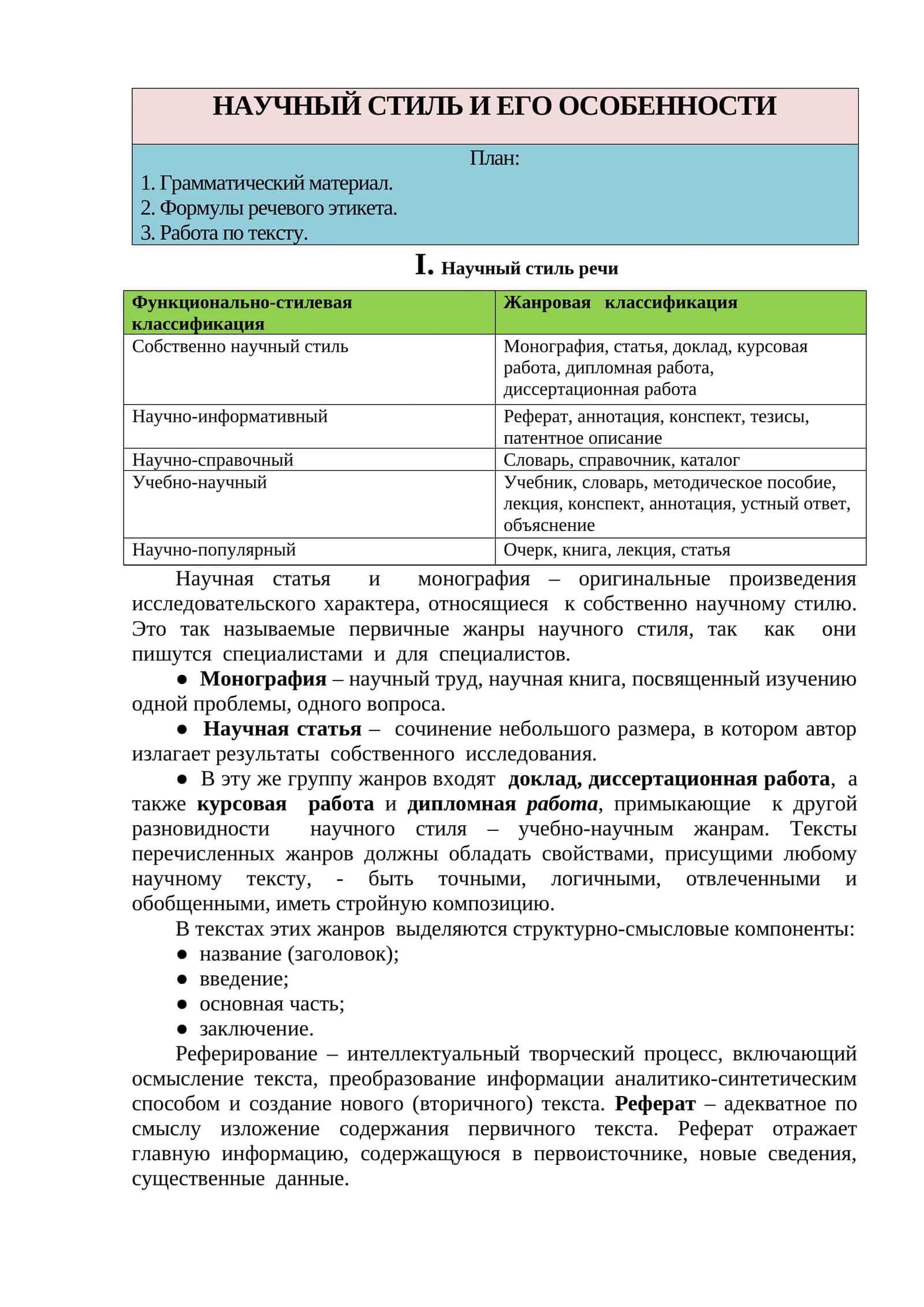 НАУЧНЫЙ СТИЛЬ И ЕГО ОСОБЕННОСТИ