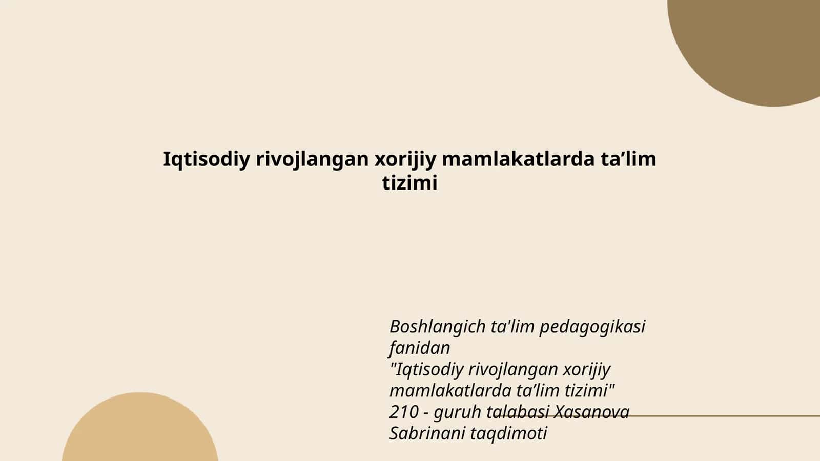 Iqtisodiy rivojlangan xorijiy mamlakatlarda ta’lim tizimi