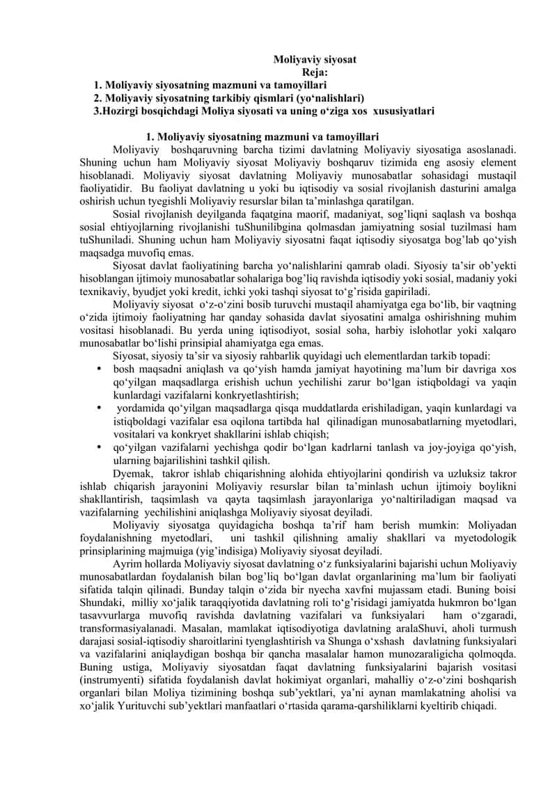 Moliyaviy siyosat